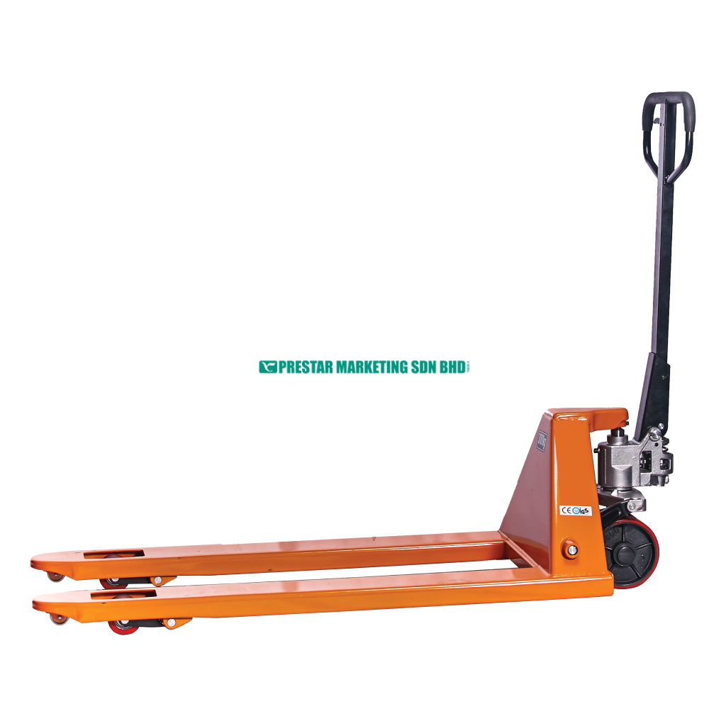 Orange Hand pallet truck for sale from a reputable pallet jack supplier Malaysia